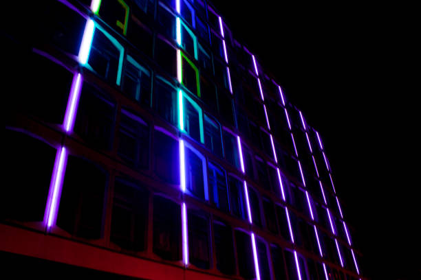 istock Illuminated building at night with fancy lights 849507912