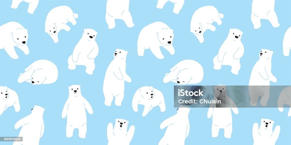 Bear polar bear teddy doodle vector seamless pattern wallpaper background Pattern stock vector