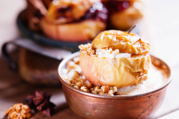 istock Fruit dessert baked apples in the pan 849518678