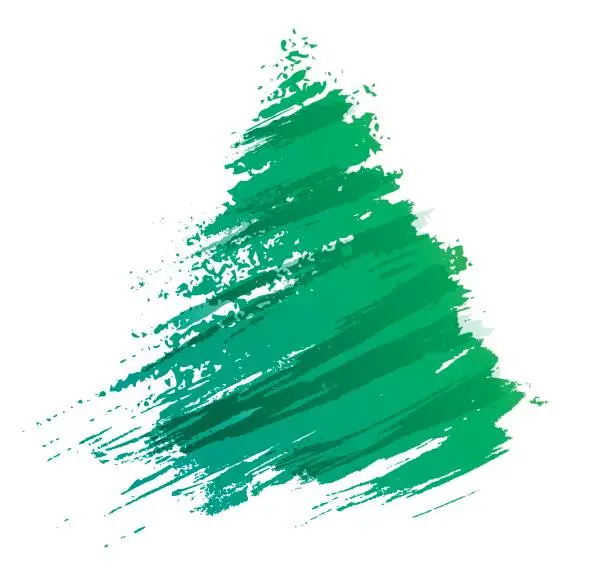 Vector illustration of Christmas Tree Brushed Paint Abstract
