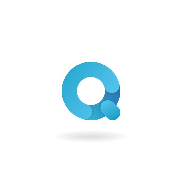 Letter Q logo. Blue vector icon. Ribbon styled font. Letter Q logo. Blue vector icon. Ribbon styled font letter q stock illustrations