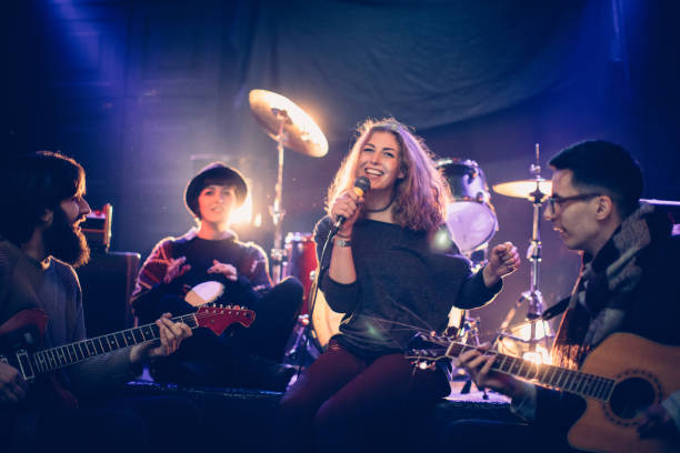 istock Rock band playing in the club 849532220