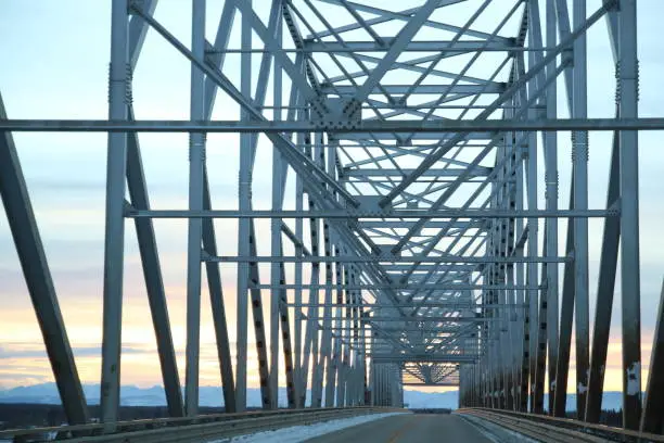 This is the southbound view of the bridge coming into Nenana, Alaska along the George Parks Highway