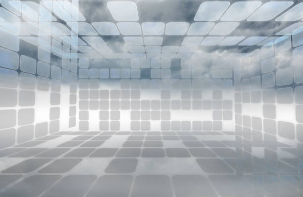 istock Futuristic grey room of squares 849548698