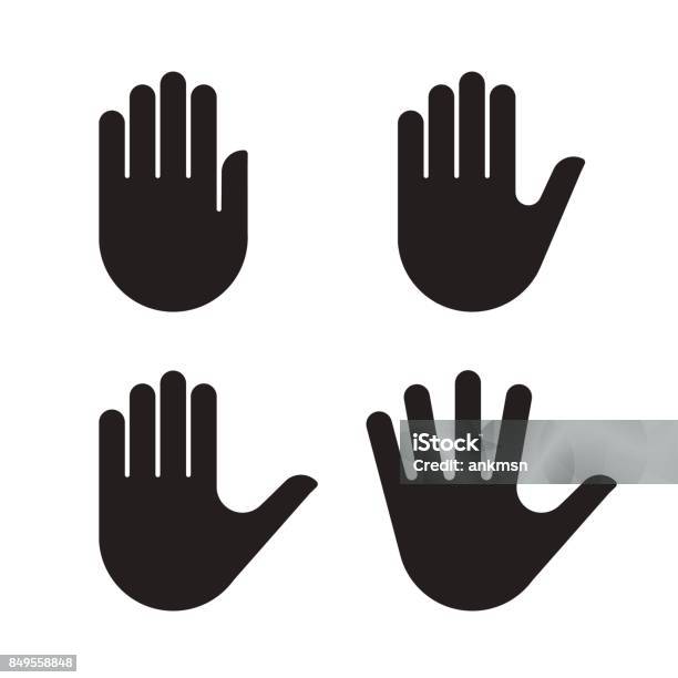 Human Hand Black Silhouette Icon Set Collection Stock Illustration - Download Image Now - Hand, Vector, Icon Symbol