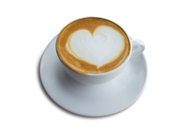 istock hot coffee with foam milk art isolated on white 849559088