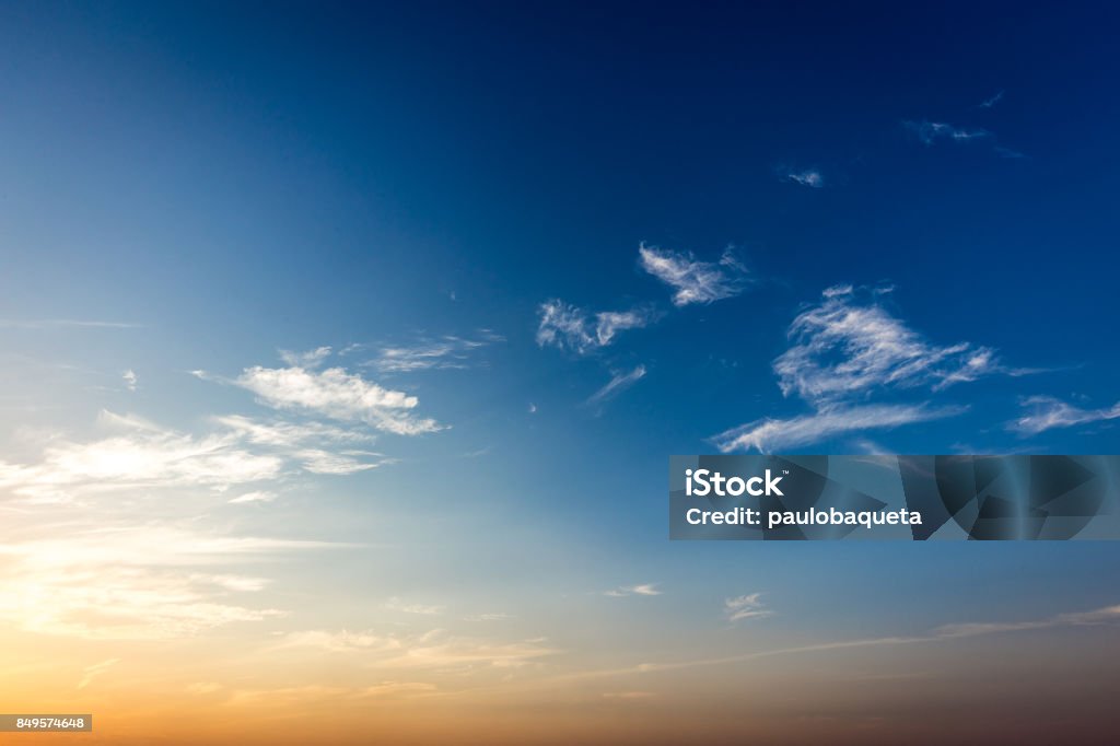 Blue sky at sunset, Brazil. Border of Sao Paulo and Mato Grosso do sul states Sky Stock Photo