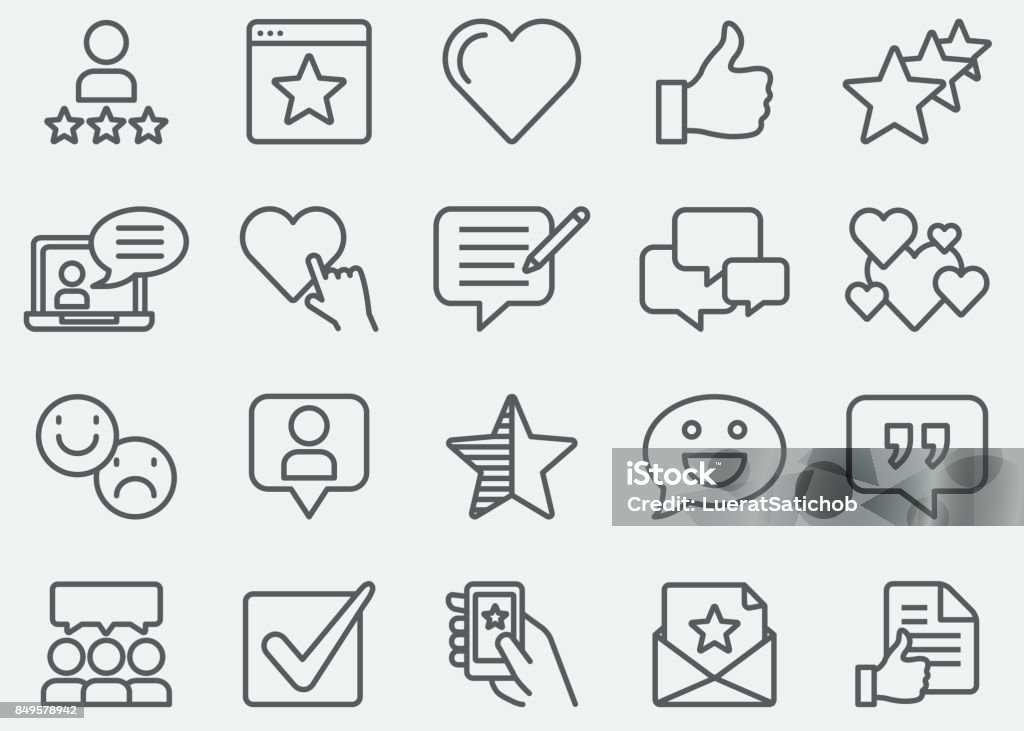 Testimonials And Customer Service Line Icons Icon Symbol stock vector