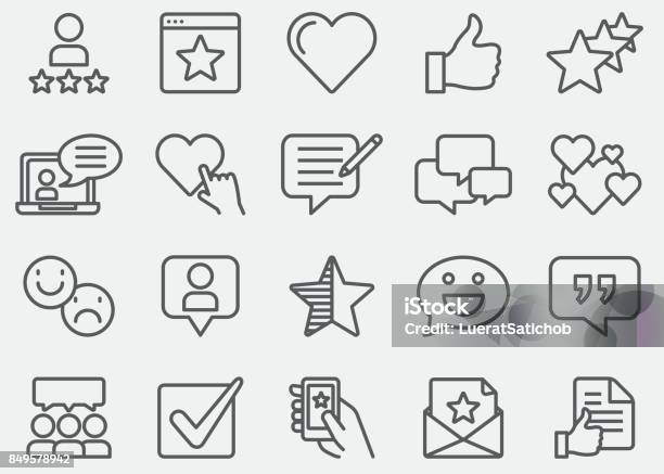 Testimonials And Customer Service Line Icons Stock Illustration - Download Image Now - Icon Symbol, Like Button, Single Line