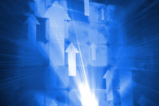 istock Futuristic shiny arrows and squares 849582660