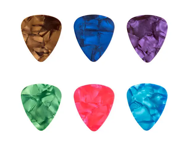 Set of guitar picks isolated on the white background