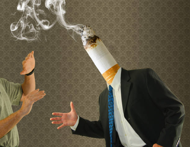 Smoking butt head man quit cigarette smoking cessation
