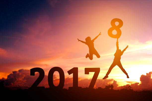 istock Silhouette Human Happy for 2018 new year 849593788