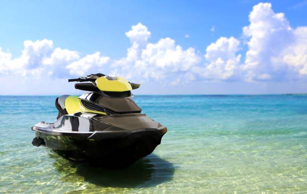 istock Jetski at the beach under cloudy sky 849628832