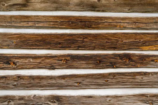 Vintage log cabin wall background and texture