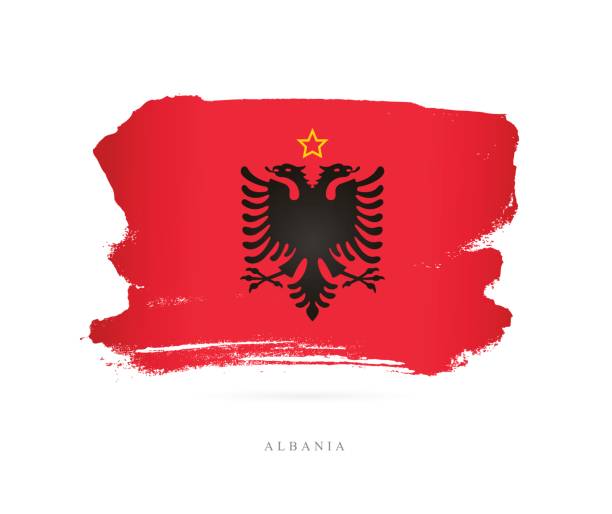bildbanksillustrationer, clip art samt tecknat material och ikoner med flagga av albanien. vektorillustration - illustrationer med björn