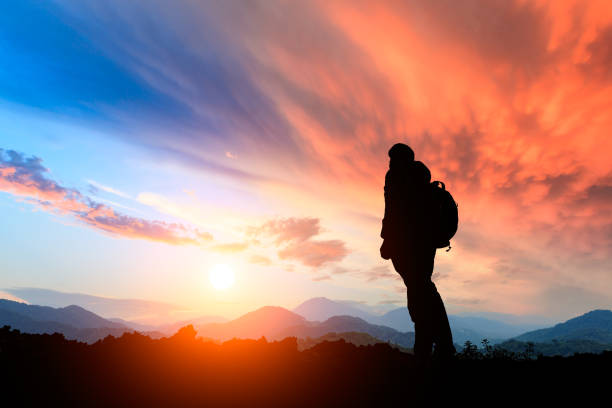 Tourist in mountain,sport and active life,sports concept