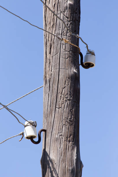 istock wooden pole with electricity 849649204