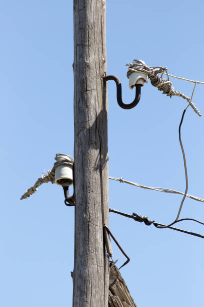 istock wooden pole with electricity 849649360