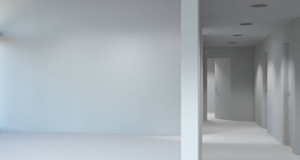 istock white room with door and window in new home 3D illustration Empty room 849657224