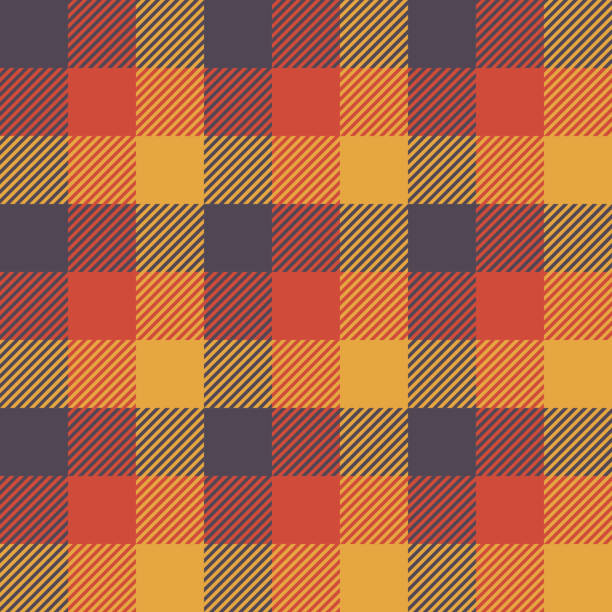 ilustrações de stock, clip art, desenhos animados e ícones de halloween tartan seamless pattern background - holiday autumn season halloween