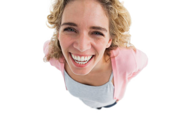 istock Overhead of cheerful woman standing 849664028