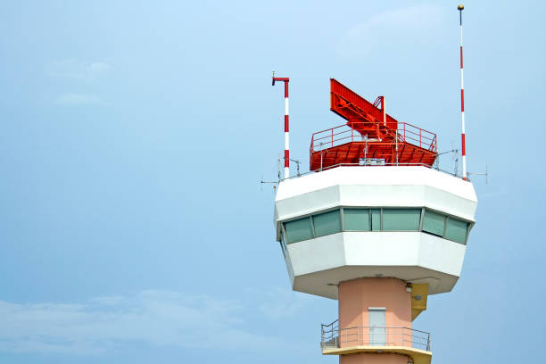 istock The airport control tower has a red star on top. 849668558