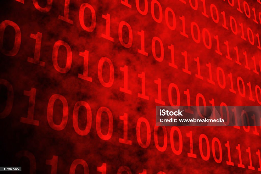 Shiny Red Binary Code On Black Background Stock Photo - Download Image ...