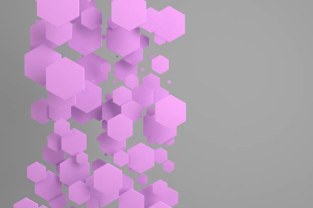 istock Violet hexagons of random size on white background 849679638
