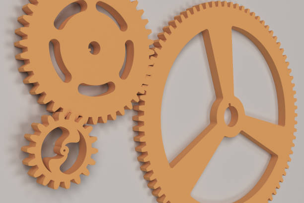 istock Set of orange gears and cogs on white background 849680194