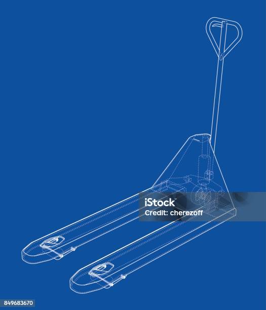 Hand Pallet Truck Vector Stock Illustration - Download Image Now - Pallet Jack, Sketch, Business Finance and Industry