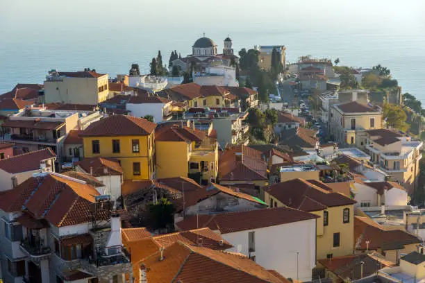 Photo of Sunset Panorama to old town of Kavala, Greece