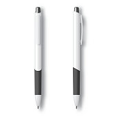 White Realistic Set Pen. Vector illustration. Template For Mockup Branding Stationery and Corporate Identity.