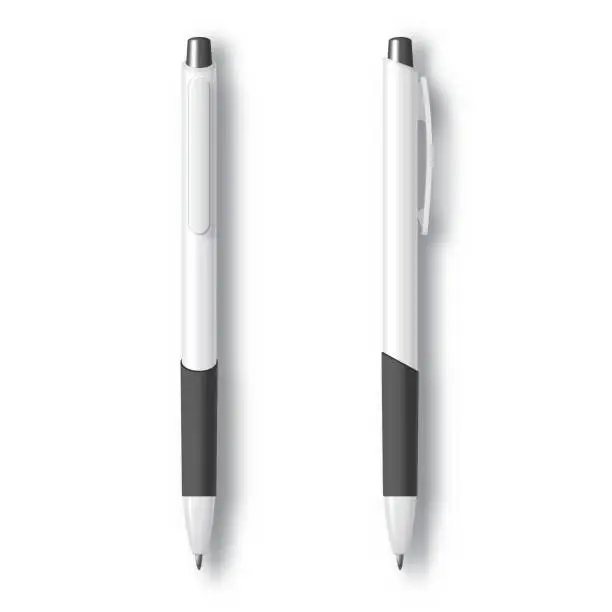 Vector illustration of White Realistic Set Pen.