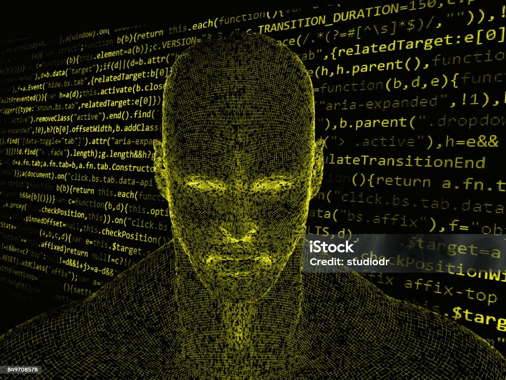 Human Code Head Human Head With Futuristic Elements And Java Code Stock Photo ...