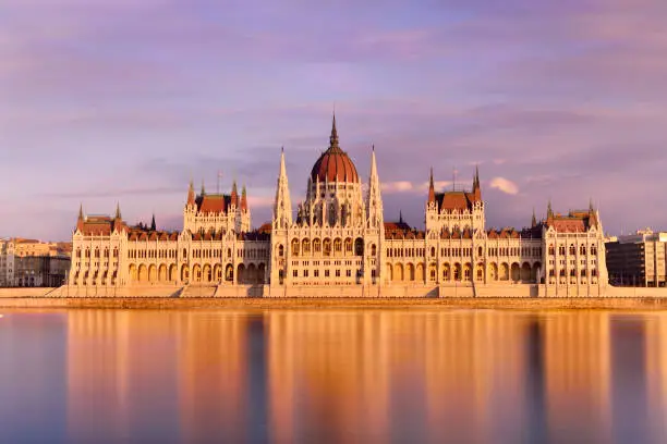 Photo of Parliament Building at Sunset, Budapest, Hungary