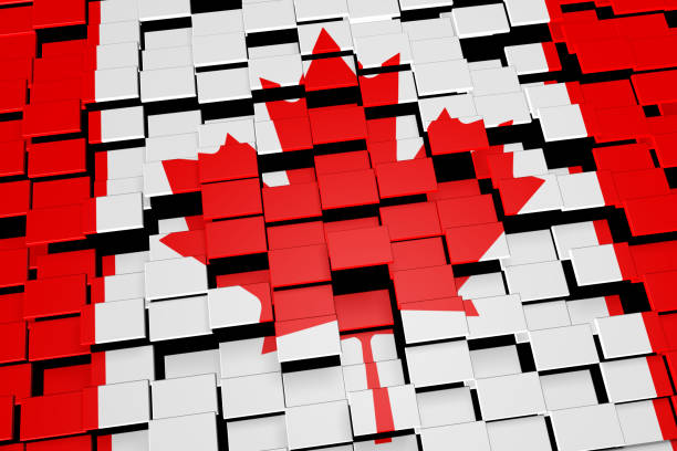 istock Canada country flag background formed from digital mosaic tiles, 3D rendering 849722022
