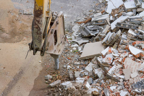 istock Demolition of an industrial building and drill concrete machine 849727498