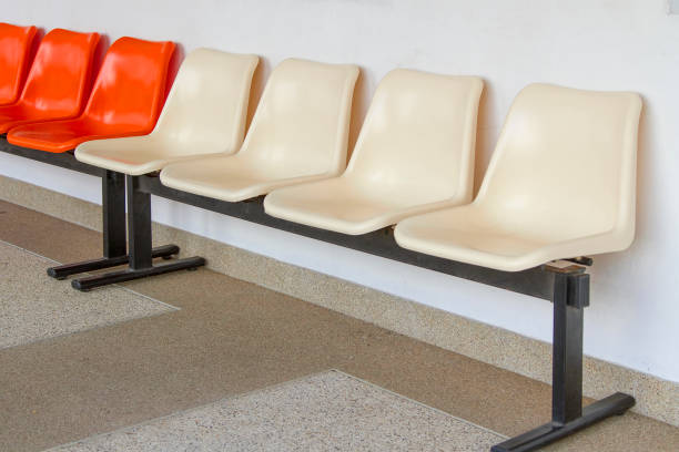 istock Row chair with cream and orange color 849727610