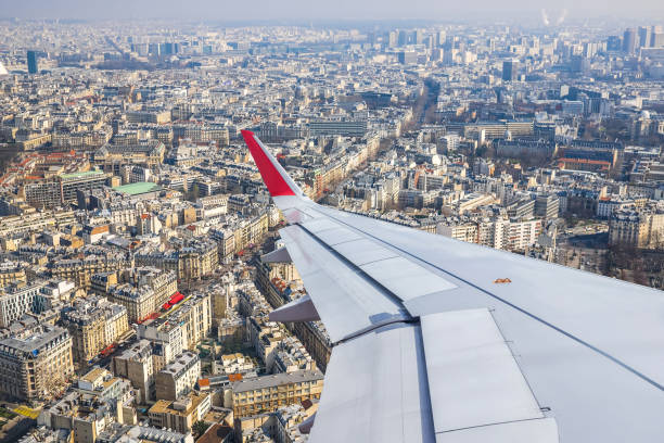 istock Paris Cityscape View from Airplane Window 849732156