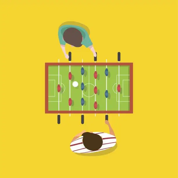 Vector illustration of Vector of people playing football game tabletop