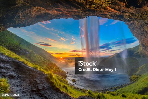 istock Behind the waterfall - Seljalandsfoss Waterfall in Iceland 849736360