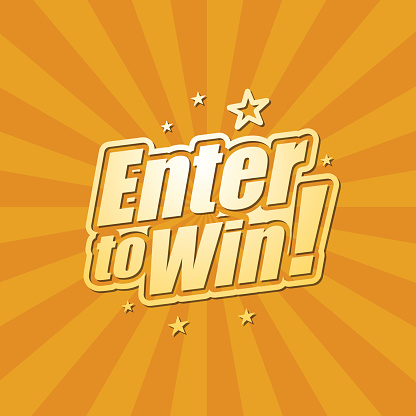 Vector of enter to win headline in orange color background. EPS Ai 10 file format.