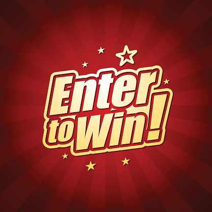 Vector of enter to win headline in dark red color background. EPS Ai 10 file format.