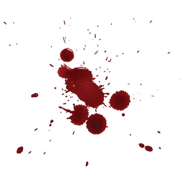 realistic splattered drops of blood Vector illustration. Set of realistic splattered drops of blood on a white background. Design for posters, cards, banners in the style of horror, halloween blood stain stock illustrations