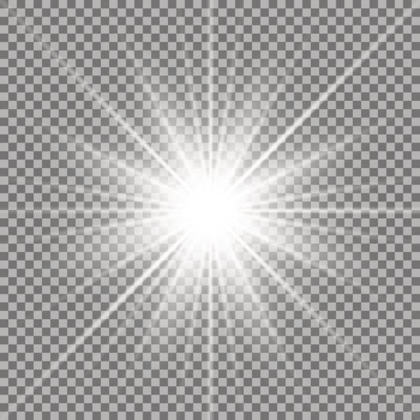 сияющая звезда на прозрачном фоне - lens flare flash stock illustrations