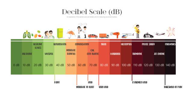 ilustrações de stock, clip art, desenhos animados e ícones de the decibel scale - trois vallees illustrations