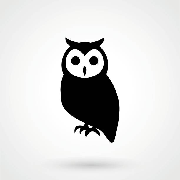 ilustraciones, imágenes clip art, dibujos animados e iconos de stock de icono de vector búho. logo del buho - owl