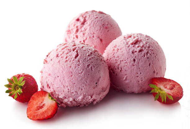 istock Three strawberry ice cream balls 849782484
