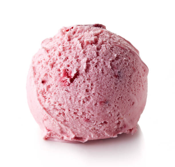 istock Pink strawberry ice cream ball 849782618
